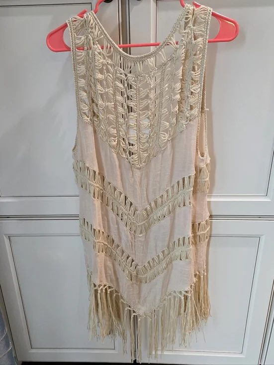 NWT Umgee Crochet Vest Size S Beige - Picture 7 of 8